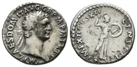 Domitian. AD 81-96. AR Denarius (19mm, 3.35g). Rome mint. Struck AD 92–93. Laureate head right / Minerva advancing right, holding spear and shield.