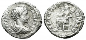 Geta as Caesar AD.197-209. AR Denarius (17mm, 2.52g). Rome mint, struck AD.200-202. P SEPT GETA CAES PONT. Bare-headed, draped and cuirassed bust righ...