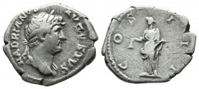 Hadrian (AD 117-138). AR denarius (20mm, 2.94g). Rome, AD 125-128. HADRIANS-AVGVSTVS, laureate head of Hadrian right, drapery on left shoulder / COS-I...