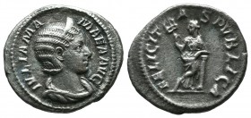 Iulia Mamaea (Severus Alexander 222-235) , AR Denarius (20mm, 2.68g), Rome. IVLIA MAMEAE AVG, diademed and draped bust right / FELICITAS PVBLICA, Feli...