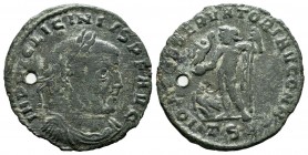 Licinius I AD.308-324. AE Follis (23mm, 2.47g). Thessalonica mint. IMP LIC LICINIVS PF AVG. Laureate and cuirassed bust. / IOVI CONSERVATORI AVGG NN. ...