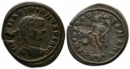 Maximianus Herculius 286-305 AD. Æ (28mm-8,94g). Ticinum (Pavia) mint, 298/299 AD. IMP C MAXIMIANVS P F AVG. Laureate head right. / GENIO POPV-LI ROMA...