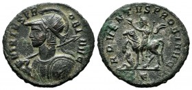 Probus, AD.276-282. Bl.Antoninianus (20mm, 3.14g). Cyzicus mint, 5th officina. 2nd emission, AD.276-277. VIRTVS PR-OBI AVG, radiate, helmeted, and cui...