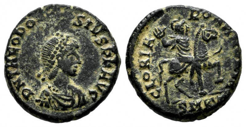 Theodosius I. AD 379-395. AE Nummus (16mm, 2.60g). Cyzicus. D N THEODOSIVS P F A...