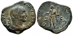 Trajan Decius, AD.249-251. AE Sestertius (26mm, 12.55g). Rome mint. IMP C M Q TRAIANVS DECIVS AVG. Laureate and cuirassed bust right, seen from behind...