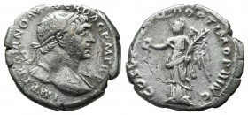 Trajan, AD 98-117. AR Denarius (18mm, 2.81g). Rome. IMP TRAIANO AVG GER DAC P M TR P, laureate head right, with slight drapery over far shoulder / COS...