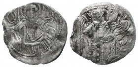 Andronicus II, with Michael IX. AD.1282-1328. Billon Tornese (17mm, 0.62g). Constantinople mint. Struck 1295-1320. Half length figure of St. Michael, ...