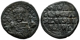 Constantine VII Porphyrogenitus 913-959 AD. and Romanus I Lecapenus 920-944 AD. AE Follis (25mm, 6.95g). Constantinople mint. +RωMAҺ' ЬASILЄVS RωM'. C...