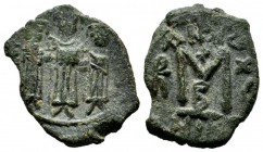 Heraclius with Martina and Heraclius Constantine, AD.610-641. Æ Follis - 40 Nummi (22mm, 3.90g). Nicomedia mint, 2nd officina. Dated RY 15. Heraclius,...