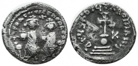 Heraclius, with Heraclius Constantine. AR Hexagram (21mm, 6.34g). Constantinople, AD 632-635. d N HERACLIYS ET HERA CONS, Heraclius and Heraclius Cons...