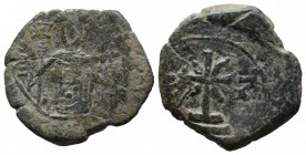 Manuel I Comnenus, AD.1143-1180. Tetarteron Æ (21mm, 3.60g). Uncertain Greek mint (Thessalonica?). IC - XC. Cross standing on three steps, with saltir...