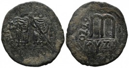 Phocas, AD.602-610. Æ Follis - 40 Nummi (33mm, 13.22g). Cyzicus mint, 1st officina. Dated RY 1. d N FOCA - IN PЄP AV. Phocas, holding globus cruciger,...