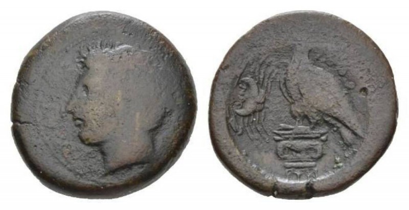 Sicily, Agrigentum Hemilitra circa 400-380, Æ 26mm., 15.86g. AKΡAΓAΣ Diademed he...