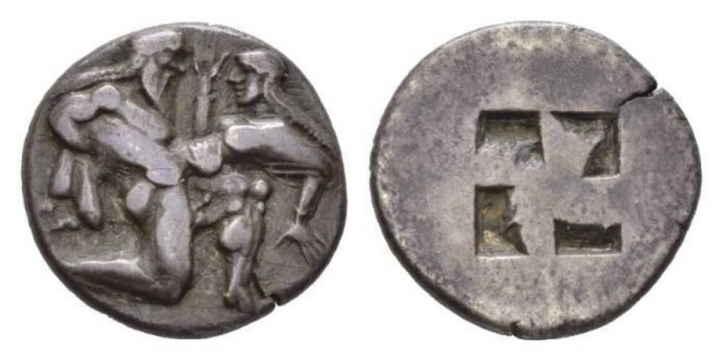 Island of Thrace, Thasos Stater 525-463, AR 22.5mm., 8.34g. Naked ithyphallic sa...