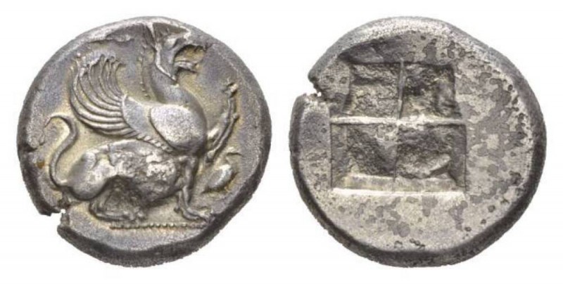 Ionia, Teos Stater circa 500-478, AR 22.5mm., 11.71g. Griffin seated right, l. f...