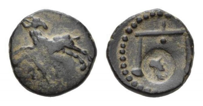 Syria, Uncertain Bronze 3rd century AD., Æ 13mm., 2.45g. Ram springing l., head ...