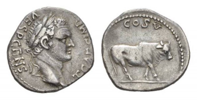 Titus as Caesar, 70-79. Denarius Uncertain Eastern mint circa 76, AR 18.5mm., 3....