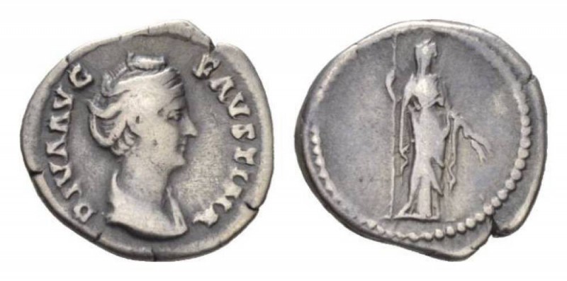 Faustina senior, wife of Antoninus Pius Denarius circa after 141, AR 18.5mm., 2....