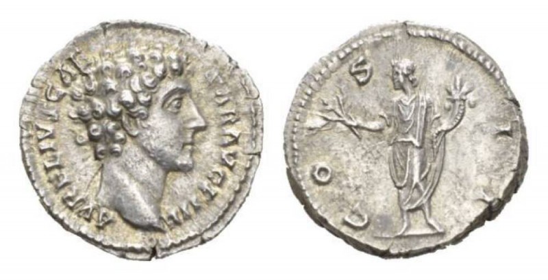 Marcus Aurelius as Caesar, 139-161 Denarius circa 145-147, AR 18mm., 3.60g. AVRE...