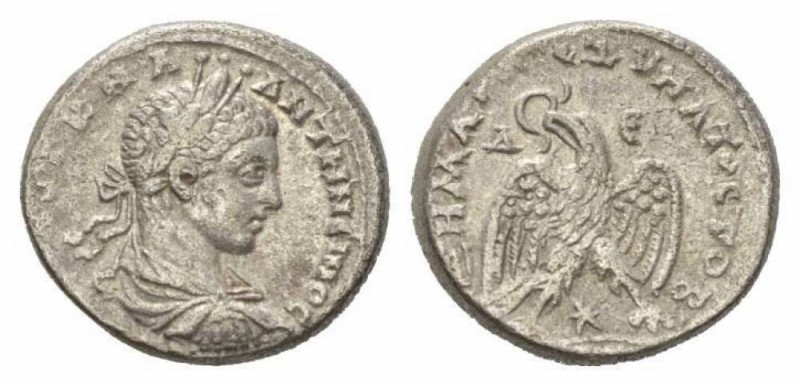 Elagabalus, 218-222 Tetradrachm Antioch, AR 26mm., 15.1g. Laureate, draped, and ...