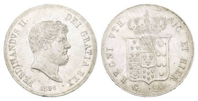 Ferdinando II of Borbone piastra Napoli 1856, AR 37mm., 27.6g. Bare head right. ...