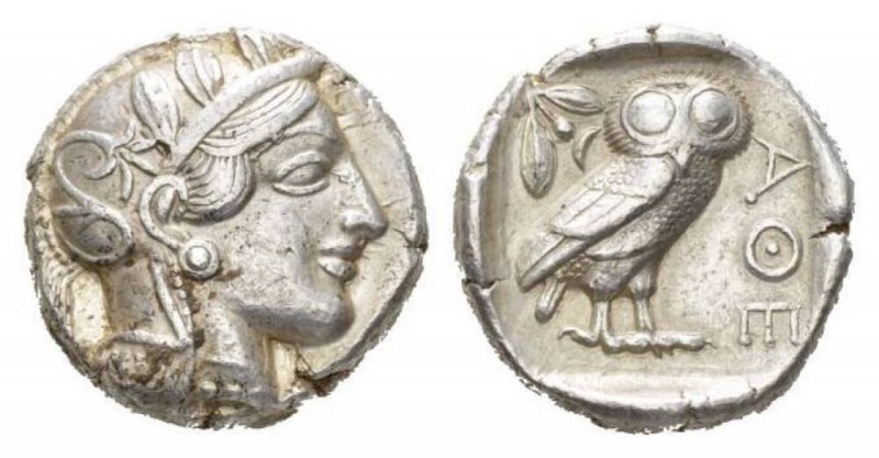 Attica, Athens Tetradrachm 430-420, AR 24.5mm., 17.20g. Head of Athena r., weari...