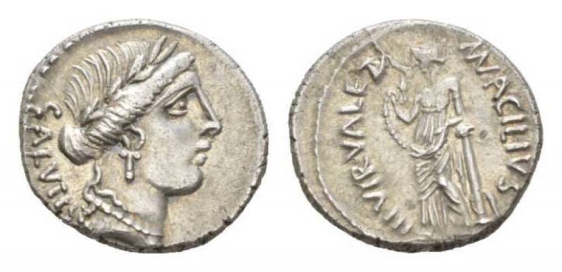 Denarius circa 49, AR 19mm., 3.97g. Mn. Acilius Glabrio. 49, AR 3.97 g. SALVTIS ...