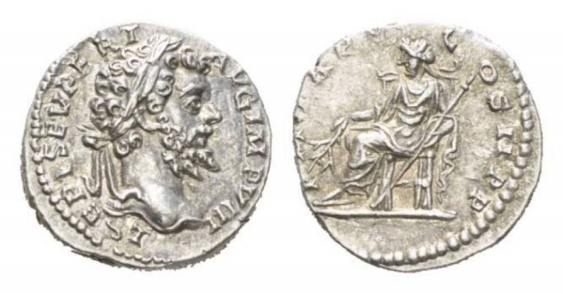 Septimius Severus, 193-211 Denarius Laodicea circa 196-197, AR 18mm., 3.08g. L S...