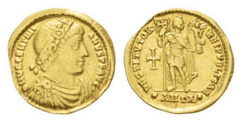 Valentinian I, 364-375 Solidus Antioch circa 364, AV 20mm., 3.98g. Rosette-diade...