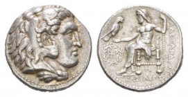 Kingdom of Macedon, Alexander III, 336 – 323 and posthumous issueBabylon Tetradrachm Circa 317-311, AR 27mm., 17.08g. Head of Herakles r., wearing lio...