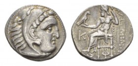 Kingdom of Macedon, Alexander III, 336 – 323 and posthumous issueColophon Drachm Circa 310-301, AR 19mm., 4.19g. Head of Herakles r., wearing lion's s...