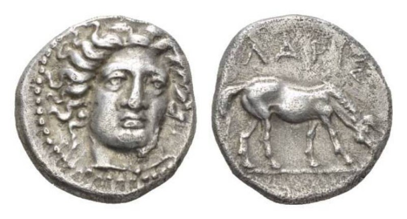 Thessaly, Larissa Drachm Circa 405-370, AR 18mm., 5.85g. Early facing head type....