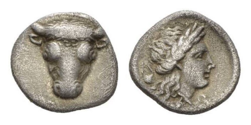 Phocis, Federal coinage Obol Circa 478-460, AR 9mm., 0.95g. Bull's head facing. ...