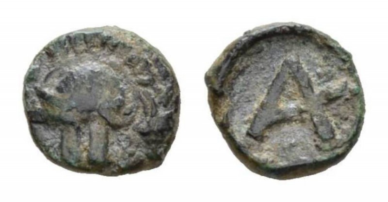 Troas, Achilleion Bronze Circa 4th century, Æ 10mm., 0.84g. Crested helmet left....