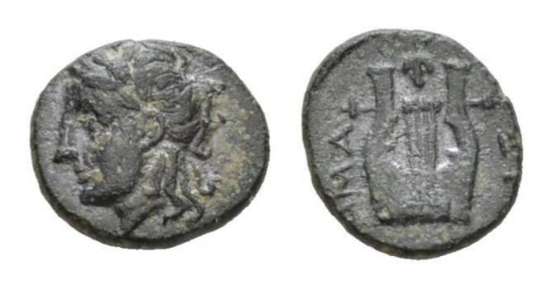 Troas, Hamaxitos Bronze Circa 4th century, Æ 11mm., 1.18g. Laureate head of Apol...