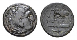 Asia Minor, Uncertain mint in west Asia Minor. Bronze Circa 323-310, Æ 20mm., 6.61g. Head of Herakles right, wearing lion skin. Rev. Club and bow-in-b...