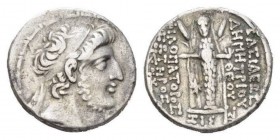 The Seleucid Kings, Demetrius III Eucaerus, 97-87 BCDamascus Tetradrachm Circa 94-93, AR 27mm., 15.22g. Diademed, bearded head right. Rev. BACIΛEΩC ΔE...