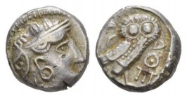 Arabia, North-eastern Arabia imitation of Athenian tetradrachm Tetradrachm Circa IV - III century, AR 22mm., 15.87g. Helmeted head of Athena l. Rev. O...