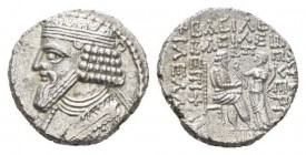 Parthia, Gotarzes II, 40-51Seleucia on the Tigris Tetradrachm Circa 45-46 (SE 358), AR 27.5mm., 14.40g. Diademed and draped bust l. Rev. Gotarzes seat...