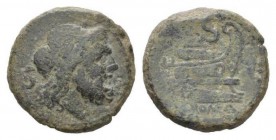 Semis circa South East Italy circa 211-210, Æ 28mm., 15.38g. Laureate head of Saturn r.; behind, S. Rev. Prow r.; above, S and before, V. In exergue, ...