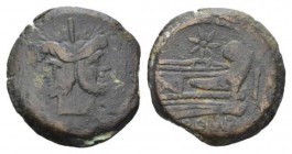 Star (second) series As circa circa 169-158, Æ 30.5mm., 21.71g. Laureate head of Janus; above, mark of value. Rev. Prow r.; above, eight-rayed star an...