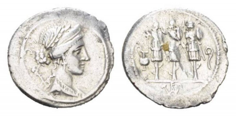 Faustus Cornelius Sulla Denarius circa 56, AR 21mm., 3.74g. Laureate, diademed a...