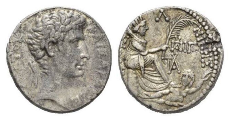 Octavian as Augustus, 27 BC – 14 AD Tetradrachm Antiochia circa 2-1 BC, AR 25mm....