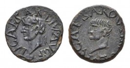 Tiberius, 14-37 Quadrans Carthago Nova (Spain), Æ 17.5mm., 3.08g. TI CAESAR DIV AVG F Laureate head l. Rev. C CAESAR QVIN Bare head l. RPC 184. Vives ...