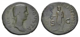 In the name of Antonia, wife of Nero Claudius Drusus Dupondius circa 41-50, Æ 30mm., 11.48g. ANTONIA – AVGVSTA Draped bust right, hair in long plait b...