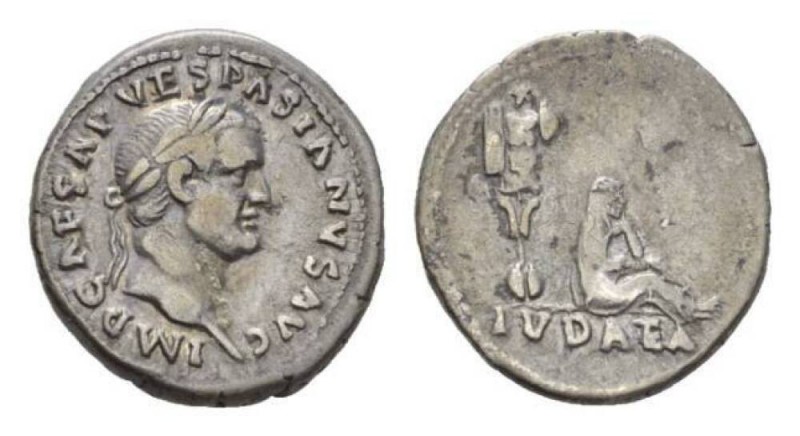 Vespasian, 69-79 Denarius circa 69-early AD 70, AR 18mm., 3.20g. IMP CAESAR VESP...