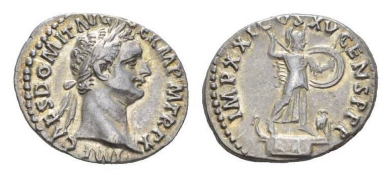 Domitian, 81-96 Denarius circa 60, AR 20mm., 3.34g. Obv: IMP CAES DOMIT AVG GERM...