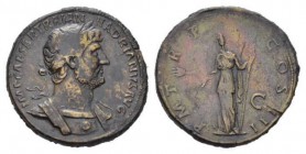 Hadrian, 117-138 Sestertius circa 121-122, Æ 34.5mm., 24.66g. IMP CAESAR TRAIAN HADRIANVS AVG. Laureate and cuirassed bust right. Rev. P M TR P COS II...