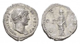 Hadrian, 117-138 Denarius circa 125-128, AR 18.5mm., 2.92g. HADRIANVS – AVGVSTVS Laureate head r., with drapery on l. shoulder. Rev. COS – III Liberta...