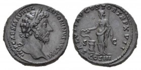 Marcus Aurelius, 161-180 Sestertius circa 162-163, Æ 33mm., 28.96g. IMP CAES M AVREL ANTONINVS AVG P M Laureate head r. Rev. SALVS AVGVSTOR TR P X VII...